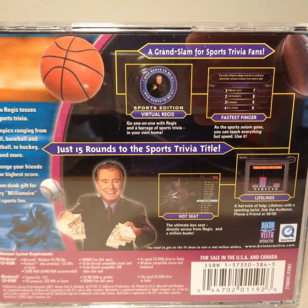 WHO WANTS TO BE A MILLIONAIRE Sports Edition New PC CD-ROM Video Game